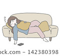 A woman falls asleep on the sofa. 142380398