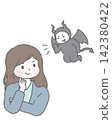 A smiling woman listening to the devil's temptations 142380422