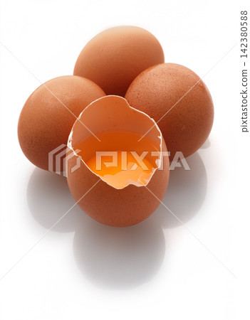 Red egg, white background, studio photography Red egg, white background, studio photography 142380588