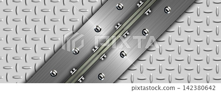 Checkered steel plate and rivet industrial metal background Checkered steel plate and rivet industrial metal background 142380642
