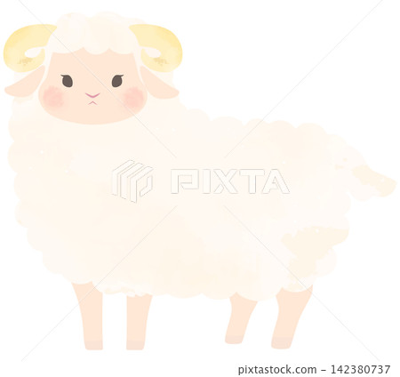 Cute illustration of a sheep facing forward (2) Cute illustration of a sheep facing forward (2) 142380737
