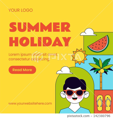 Summer Fun Flat Cartoon Illustration for Social Media Background Summer Fun Flat Cartoon Illustration for Social Media Background 142380796
