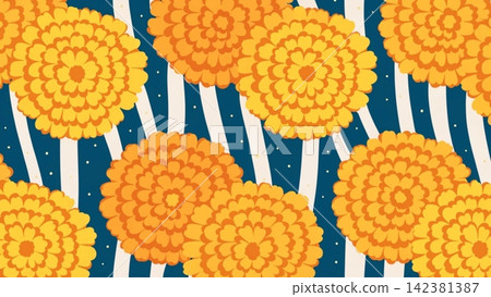 Yellow Flower Retro floral surface pattern seamless background 142381387