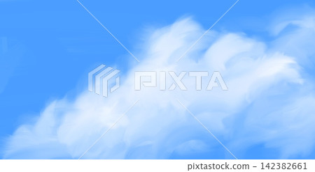 Bright Blue Sky Painterly Cumulus Cloud Background Bright Blue Sky Painterly Cumulus Cloud Background 142382661