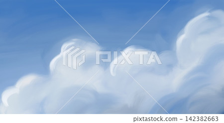 Blue Sky Painterly White Cloud Background 142382663