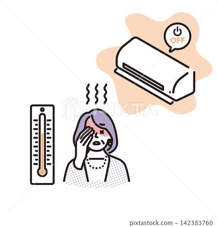 簡圖:一位老年婦女因長時間待在沒有空調的炎熱環境而中暑(向量圖)。 簡圖:一位老年婦女因長時間待在沒有空調的炎熱環境而中暑(向量圖)。 142383760