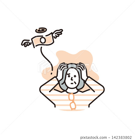簡圖:一位老年婦女因開支和過度消費而導致錢不夠用,她為此感到擔憂。 (向量圖) 簡圖:一位老年婦女因開支和過度消費而導致錢不夠用,她為此感到擔憂。 (向量圖) 142383802