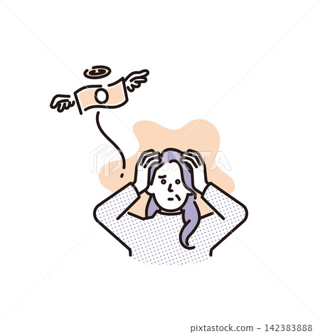 簡圖:一位老年婦女因開支和過度消費而導致錢不夠用,她為此感到擔憂。 (向量圖) 簡圖:一位老年婦女因開支和過度消費而導致錢不夠用,她為此感到擔憂。 (向量圖) 142383888