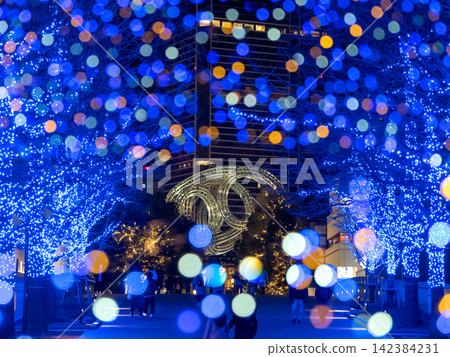 Blue illuminations in Yokohama Minato Mirai Blue illuminations in Yokohama Minato Mirai 142384231