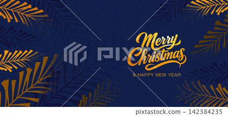 Elegant Christmas Greeting Banners with Pine Branches and Ornaments Elegant Christmas Greeting Banners with Pine Branches and Ornaments 142384235