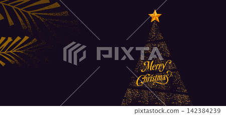 Elegant Christmas Greeting Banners with Pine Branches and Ornaments Elegant Christmas Greeting Banners with Pine Branches and Ornaments 142384239