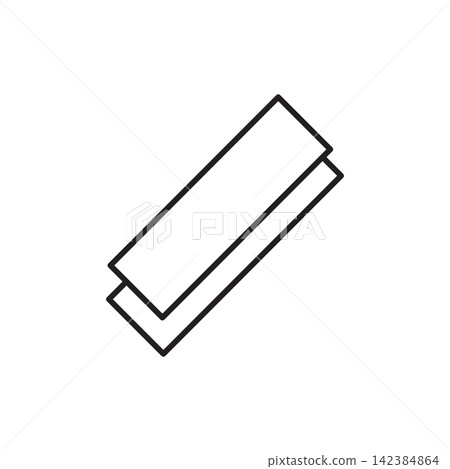 Minimalist line art icon of a sanding block stick for smoothing and shaping raw leather edges. Minimalist line art icon of a sanding block stick for smoothing and shaping raw leather edges. 142384864
