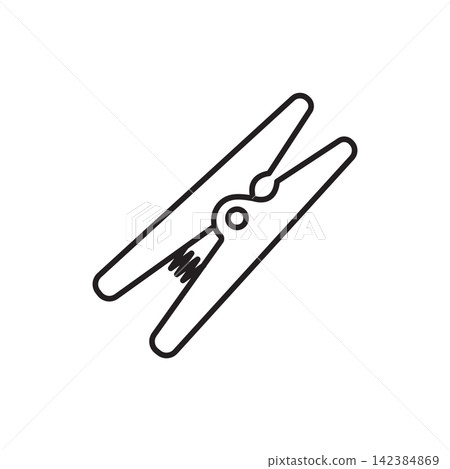 Minimalist line art icon of a spring-loaded edge clamp for holding leather layers together. Minimalist line art icon of a spring-loaded edge clamp for holding leather layers together. 142384869