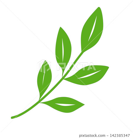 Fresh green leaf branch foliage botanical nature plant spring summer organic flora sticker print visual graphic clipart artwork design icon element illustration 142385347
