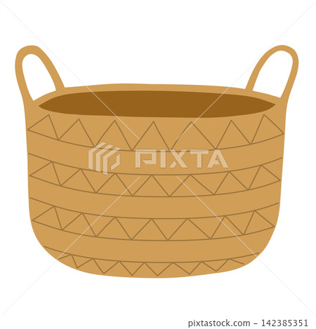 Woven rattan basket bamboo laundry storage container interior home decor organization sticker print visual graphic clipart artwork design icon element illustration Woven rattan basket bamboo laundry storage container interior home decor organization sticker print visual graphic clipart artwork design icon element illustration 142385351