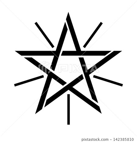 Black pentagram silhouette from flag of Ethiopia badge, sticker. National emblem outline icon. Black pentagram silhouette from flag of Ethiopia badge, sticker. National emblem outline icon. 142385810