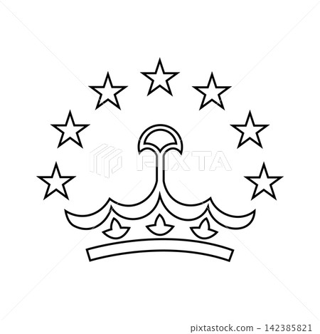 Tajikistan logo outline sticker, badge black contour sample. Tajikistan national emblem silhouette icon template. Tajikistan logo outline sticker, badge black contour sample. Tajikistan national emblem silhouette icon template. 142385821