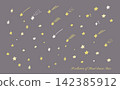 A set of hand-drawn star and shooting star illustrations: sparkling stars and the night sky. 142385912