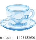 cup of coffee, Blue tea set with cloud pattern 142385950