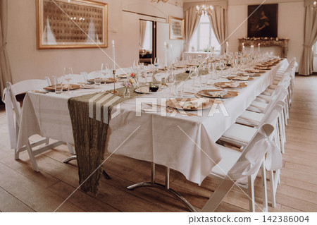 Gourmet dining experience with exquisite dish presentation. Fine wedding dining and culinary art. Gourmet dining experience with exquisite dish presentation. Fine wedding dining and culinary art. 142386004