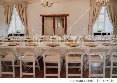 Gourmet dining experience with exquisite dish presentation. Fine wedding dining and culinary art. Gourmet dining experience with exquisite dish presentation. Fine wedding dining and culinary art. 142386010