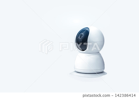 Modern IP CCTV security cameras on white background. Modern IP CCTV security cameras on white background. 142386414