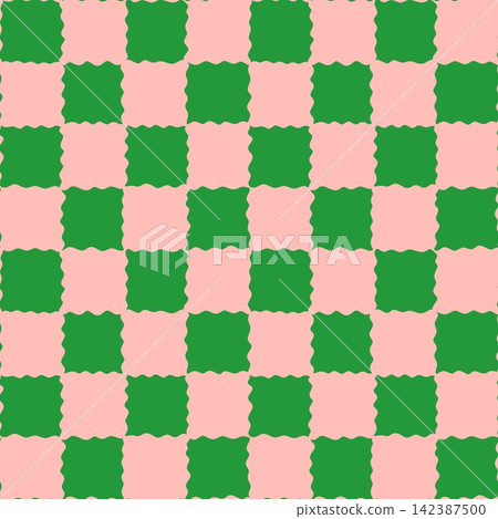 Pink and green wave check pattern Pink and green wave check pattern 142387500