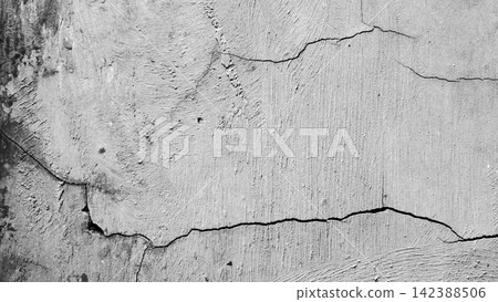 Rough weathered concrete wall with deep cracks Rough weathered concrete wall with deep cracks 142388506