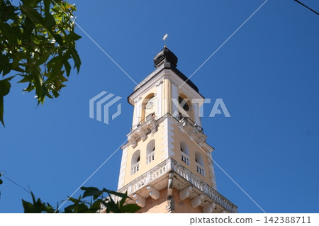 Historic Town Hall Clock Tower in Old Town of Kamianets Podilskyi Ukraine Historic Town Hall Clock Tower in Old Town of Kamianets Podilskyi Ukraine 142388711