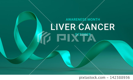 Liver cancer Awareness banner, with emerald green ribbon for campaigns, events, and educational materials, medical, and and social media. 3d render Liver cancer Awareness banner, with emerald green ribbon for campaigns, events, and educational materials, medical, and and social media. 3d render 142388936