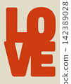Halftone love typography retro poster featuring bold orange dotted text 142389028