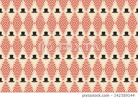 Diamond Circus Seamless Pattern with Magic Hats and Targets Diamond Circus Seamless Pattern with Magic Hats and Targets 142389144