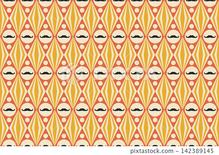 Diamond Circus Seamless Pattern with Mustache Medallions Diamond Circus Seamless Pattern with Mustache Medallions 142389145