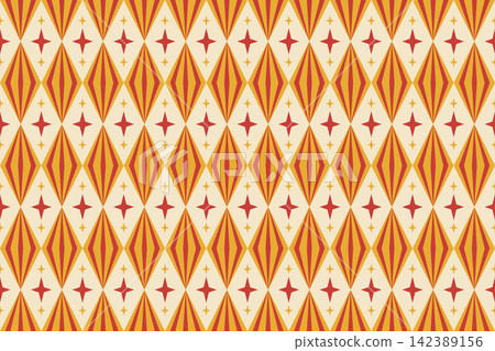 Striped Diamond Circus Seamless Pattern with Retro Sparkles Striped Diamond Circus Seamless Pattern with Retro Sparkles 142389156