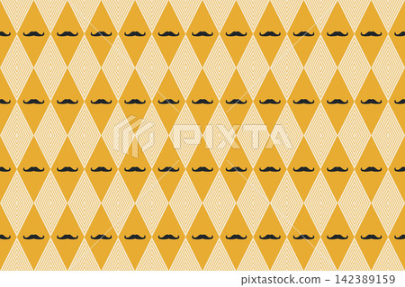 Yellow Diamond Circus Seamless Pattern with Mustache Rows Yellow Diamond Circus Seamless Pattern with Mustache Rows 142389159