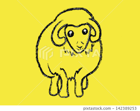 Illustration of a sheep facing forward 142389253