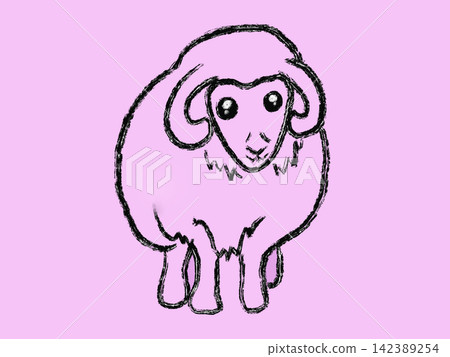 Illustration of a sheep facing forward Illustration of a sheep facing forward 142389254