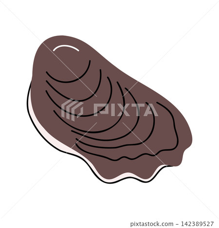 Closed Oyster Shell Seafood Flat Illustration Closed Oyster Shell Seafood Flat Illustration 142389527