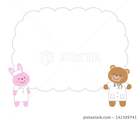 Animals working in the hospital and speech bubbles Animals working in the hospital and speech bubbles 142389741