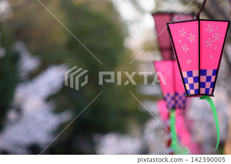 A close-up view of a beautifully decorated lantern in an outdoor setting A close-up view of a beautifully decorated lantern in an outdoor setting 142390005