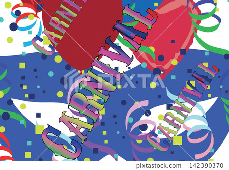Carnival background celebrating festive mardi gras with balloons and confetti Carnival background celebrating festive mardi gras with balloons and confetti 142390370