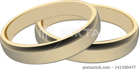 Two golden wedding rings intertwined symbolizing everlasting love Two golden wedding rings intertwined symbolizing everlasting love 142390477