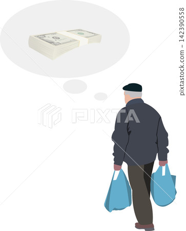 Elderly man thinking about money and financial worries 142390558