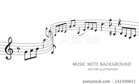 Wavy music sheet: background vector illustration of musical notes lined up on staves Wavy music sheet: background vector illustration of musical notes lined up on staves 142390651