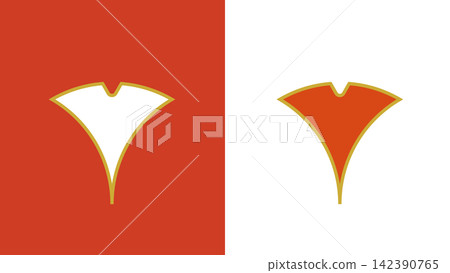 A simple red and white butterfly leaf silhouette A simple red and white butterfly leaf silhouette 142390765