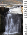 Saarburg Falls flowing beneath the pedestrian bridge 142391251