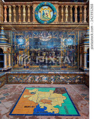 Alava province tile alcove at Plaza de Espana in Seville Spain Alava province tile alcove at Plaza de Espana in Seville Spain 142391268