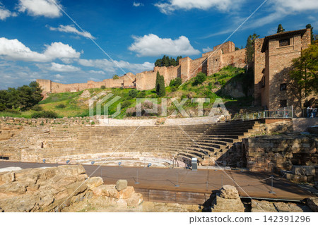 Roman Theatre ruins and Alcazaba fortress in Malaga, Spain Roman Theatre ruins and Alcazaba fortress in Malaga, Spain 142391296