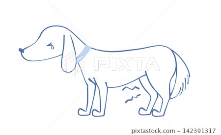 Illustration of a dog with a sore knee Illustration of a dog with a sore knee 142391317