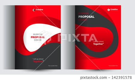 Modern business proposal cover layout design template in red and dark gray tones with proposal business template brochure corporate Modern business proposal cover layout design template in red and dark gray tones with proposal business template brochure corporate 142391578